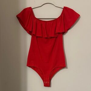 J. Crew Vibrant Red Ruffle Top